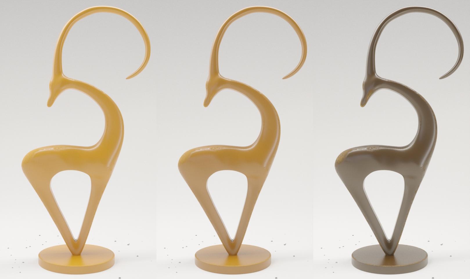 picture of ceramic gazelles with shade added